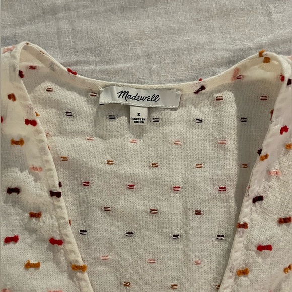 Madewell Peplum Crossover Top in Rainbow Clipdot - Picture 3 of 3